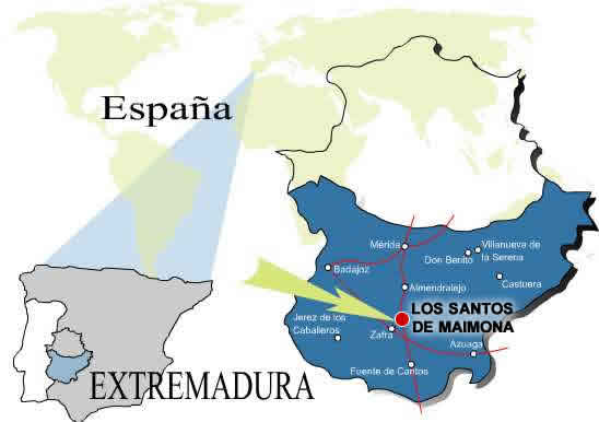 Situación geográfica Los Santos de Maimona